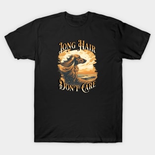 Long Hair Don't Care Cream Dachshund In the Sunset T-Shirt